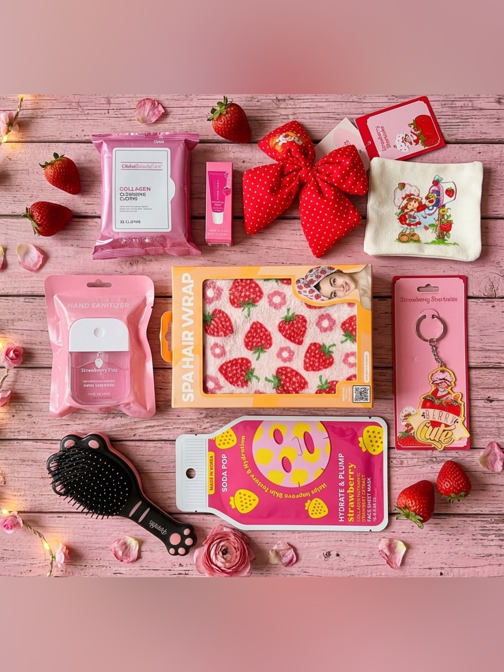 Strawberry Spa Hair wrap and gift set!!! 8 items!!!new